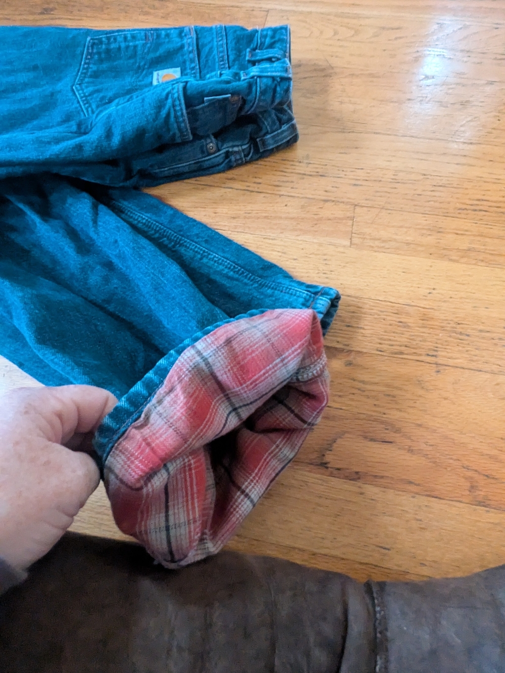 Carhartt RARE DENIM.JEANS WITH Plaid CuffS LINING 6 X 30 WOMENS